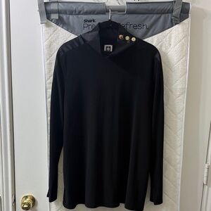 Anne Klein Black Long Sleeve Tunic with Button Accents